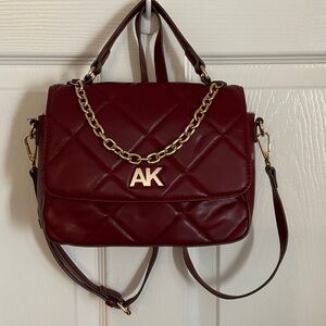 Anne Klein Quilted Maroon Crossbody Bag